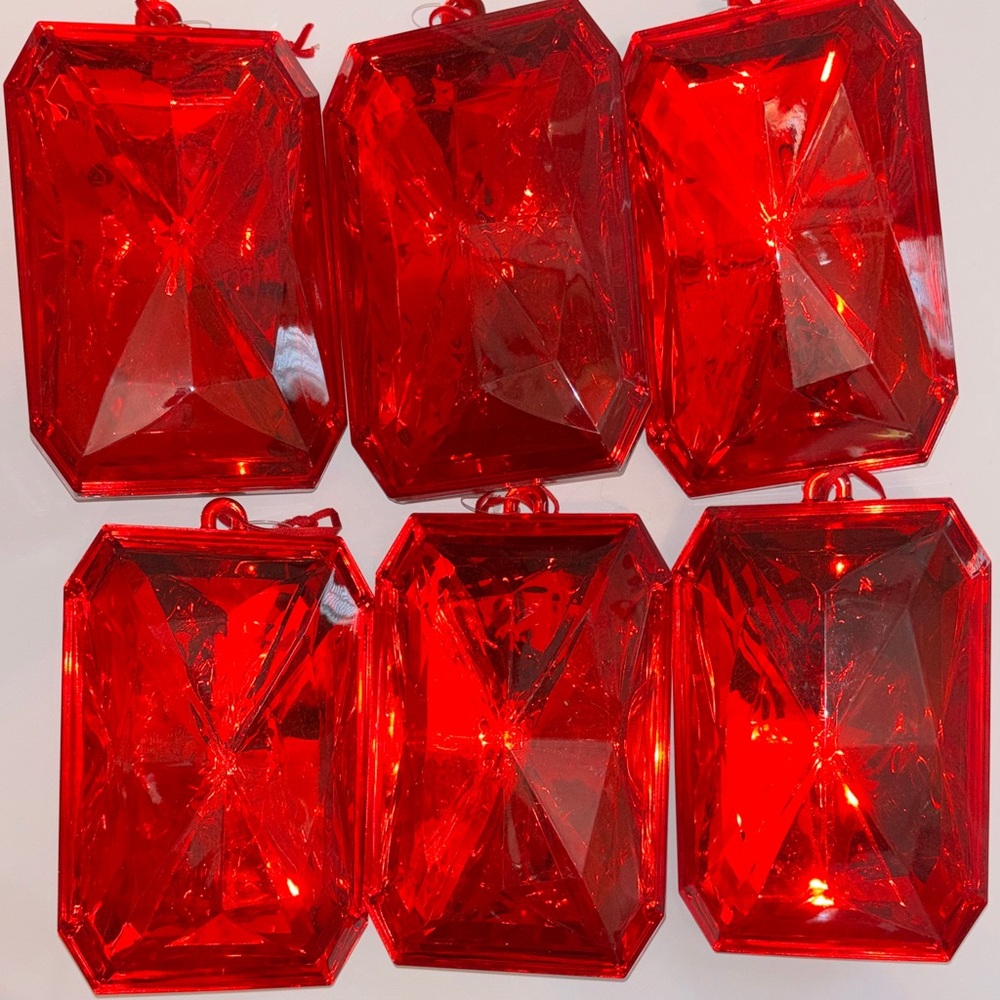Red Faceted Ornaments Red Gem Christmas Ornaments Set of 6 Red Acrylic Gems